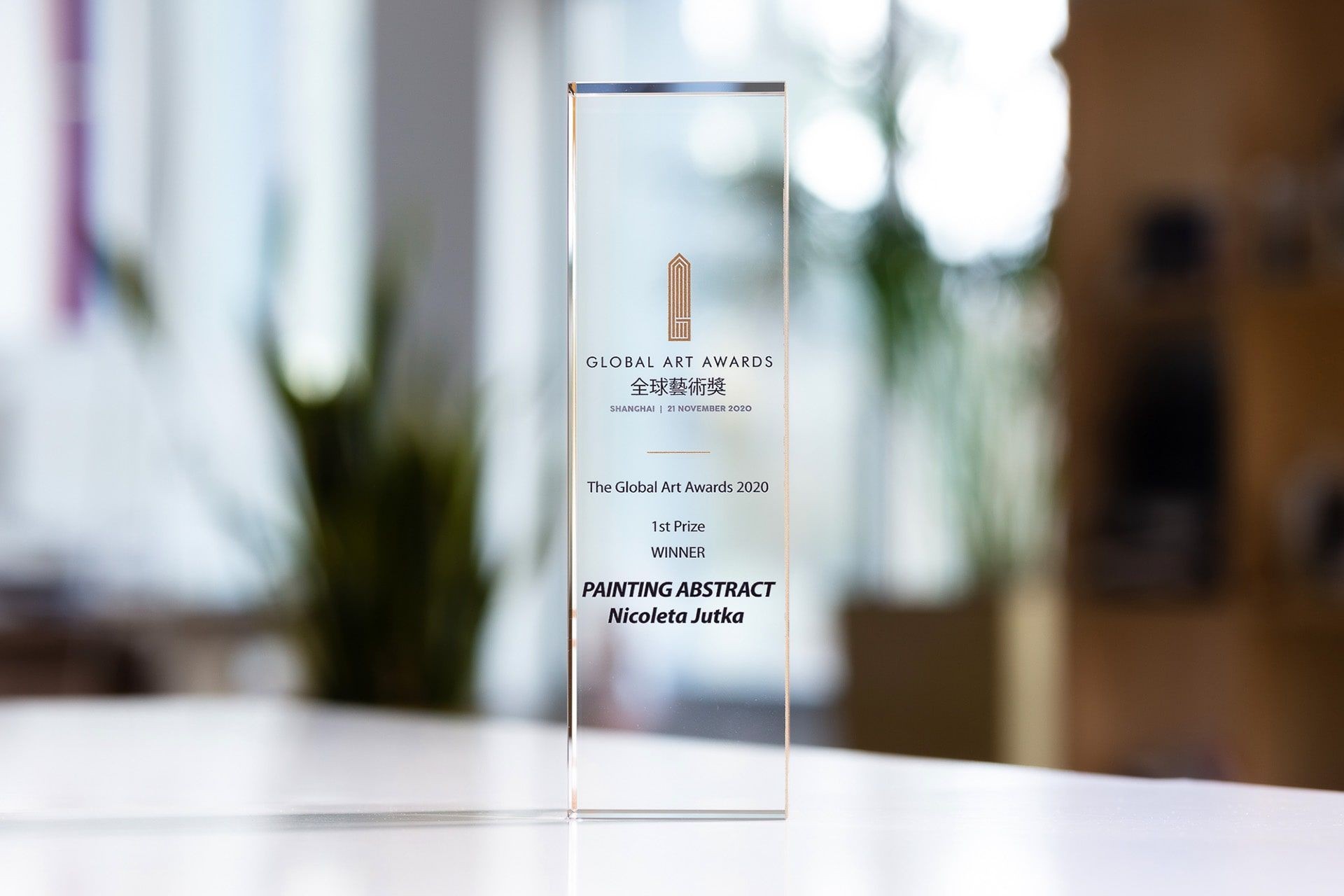 statuetka szkło Global Arts Award glasso